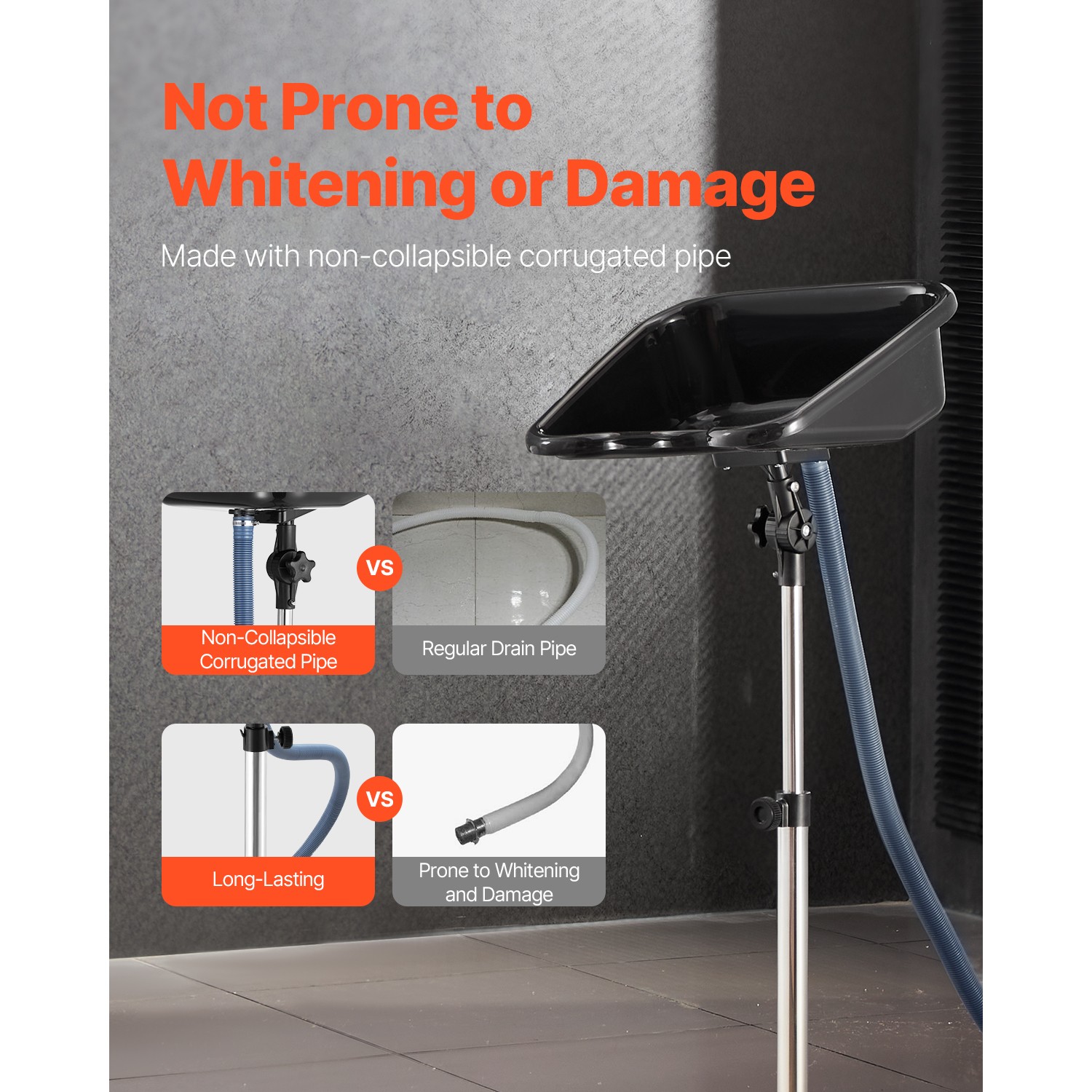 Uimoso Portable Shampoo Bowl Adjustable Height &Drain Hose for Salon or Home Use