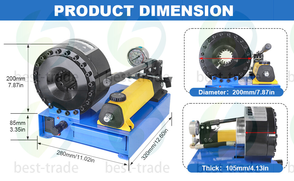 Portable 5600KN Hydraulic Hose Crimper Pipe Crimping Machine With 8 Sets Dies