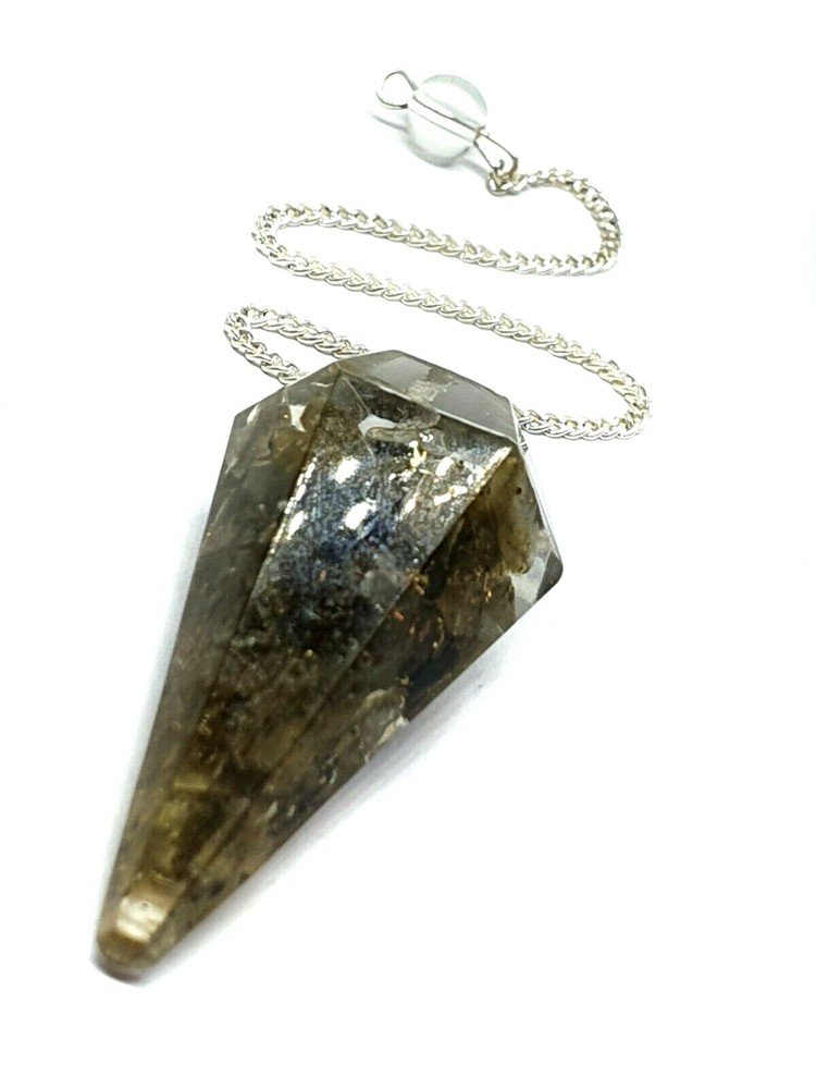 Orgone Labradorite Pendulum Dowser Gemstone Crystal EMF Protection Dowsing Point
