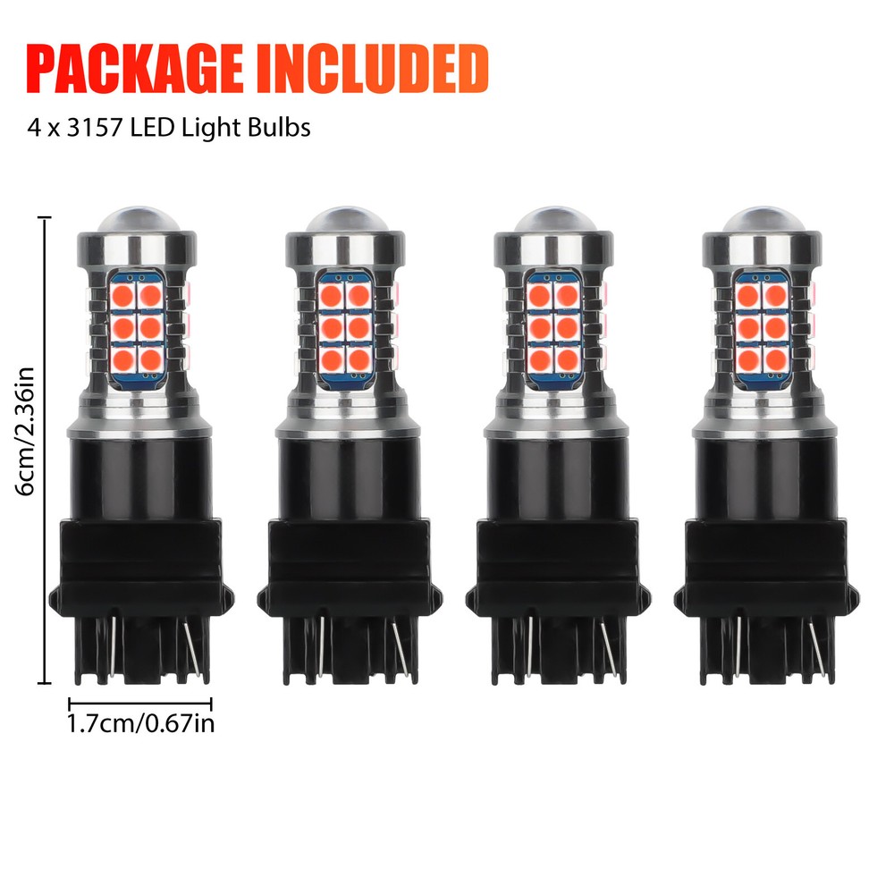4x 3157 LED Red Strobe Flash Brake Stop Bulbs Tail Blinking Light Safety Warning