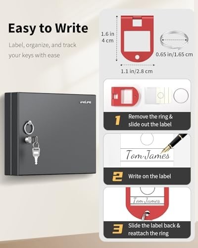 16 Keys Wall Mount Key Lock Box - Car Key Organizer with Writable Racks & Tags,