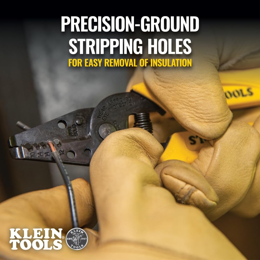 Klein Tools 11048 Dual Wire Stripper Cutter for Solid Wire, Small, Yellow