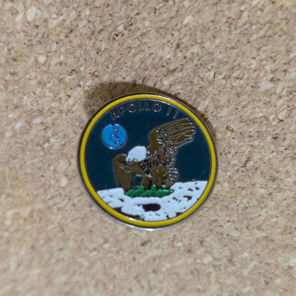 Apollo 11 Patch Replica Lapel Pin Back Bald Eagle Landing On Moon Surface Earth