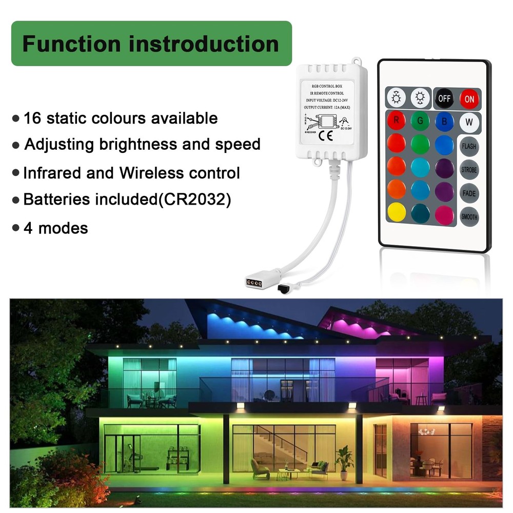 24 Keys Wireless RGB LED Controller DC 12V/24V IR Remote Control Box SMD