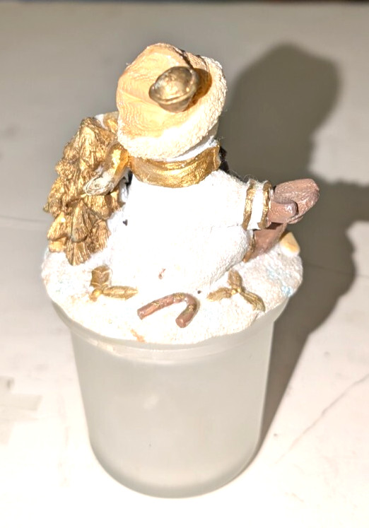 Golden Snowman Candle Holder