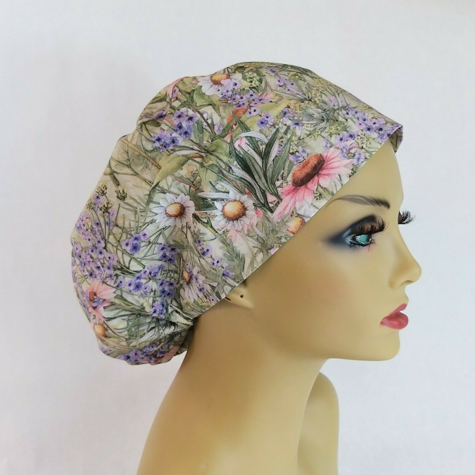Wild Flowers Women Scrub Hat Surgical Cap Nurses Hat Medical USA Made