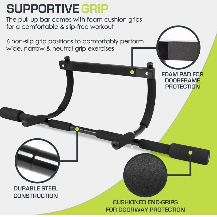 ProsourceFit Multi-Grip Lite Pull Up/Chin Up Bar for Home Gym Workout