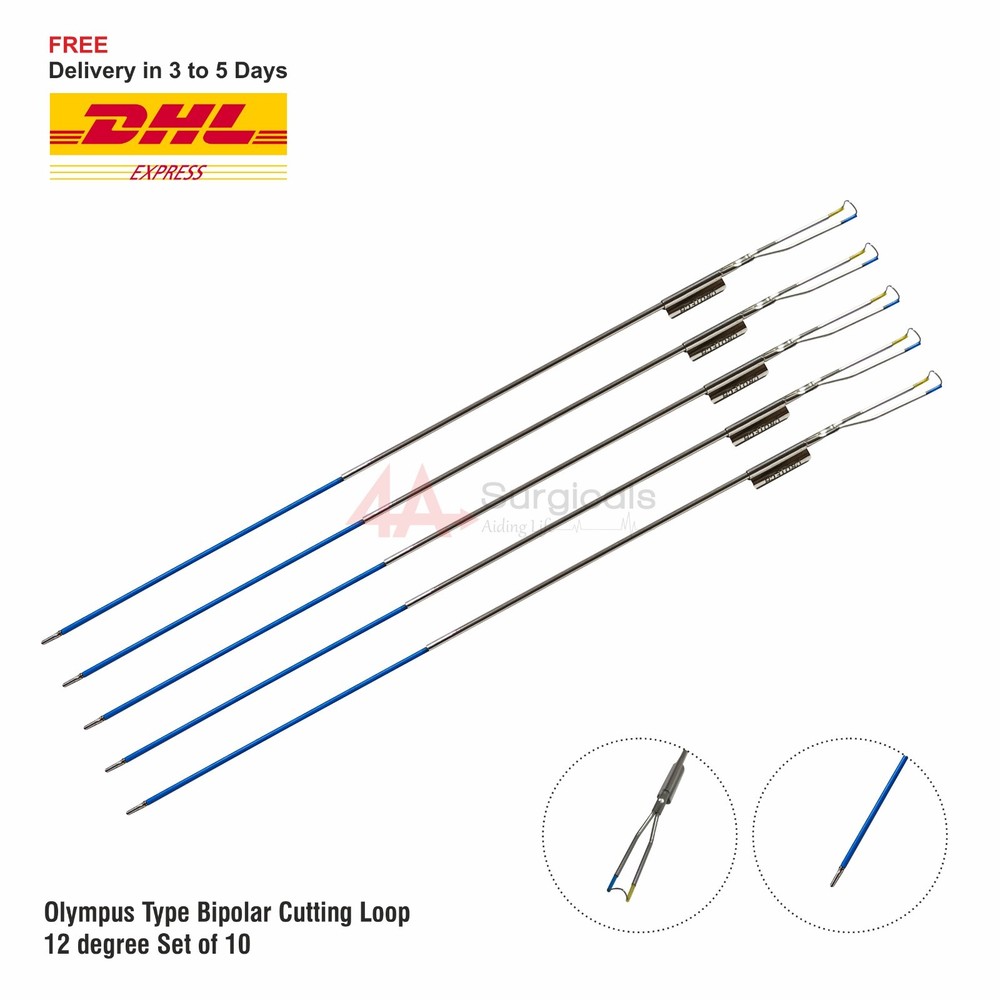 4A Olympus Type Bipolar Cutting Loop 12 degree Set of 5