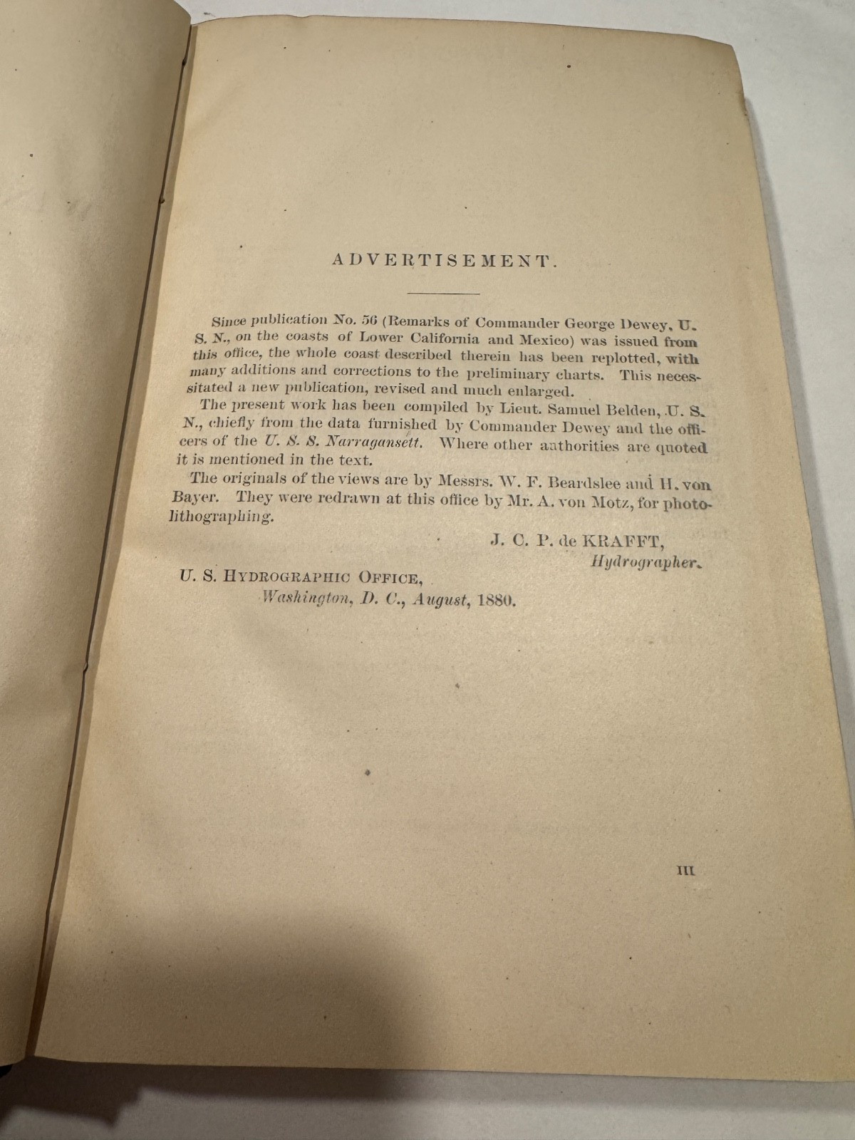 GEORGE DEWEY'S BOOK! 1880 Autographed West Coast of Mexico US Hydrographic Book