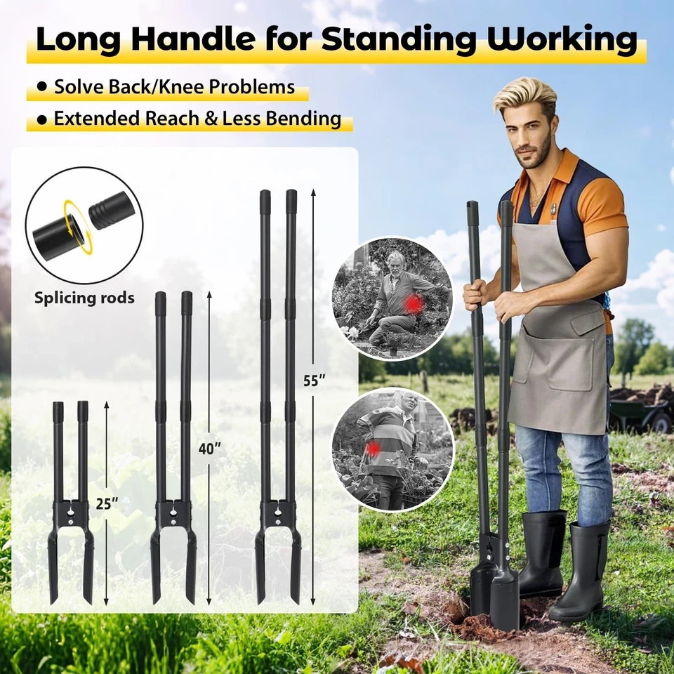 Post Hole Digger Tool, Heavy Duty Post Hole Digger with 55 Inch Handle, Dual ...