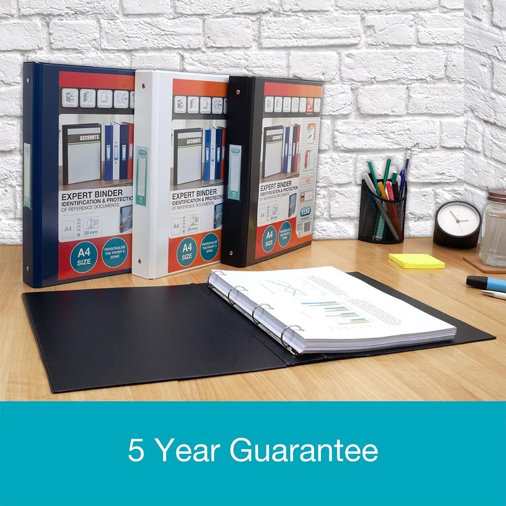 Elba Vision A4 30 mm 4 O-Ring Binder, White Single White A4 4 Ring