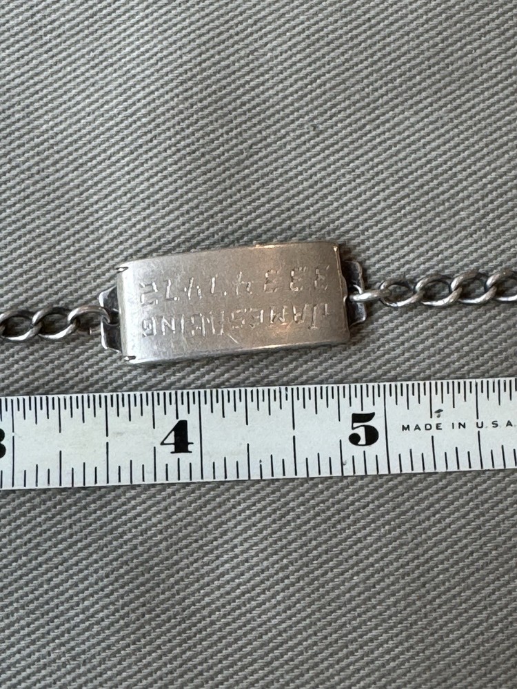 Antique Sterling .925 WWII US Soldier 7.5” ID Bracelet Locket w/Girl Friend Pic