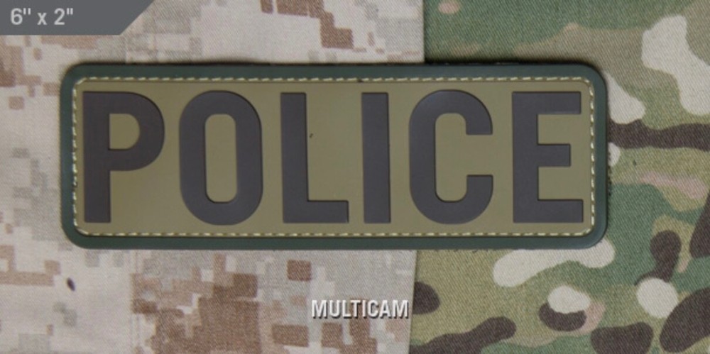 Milspec Monkey MSM Morale Patch - POLICE - 6 " x 2 " - Small Size PVC - MULTICAM