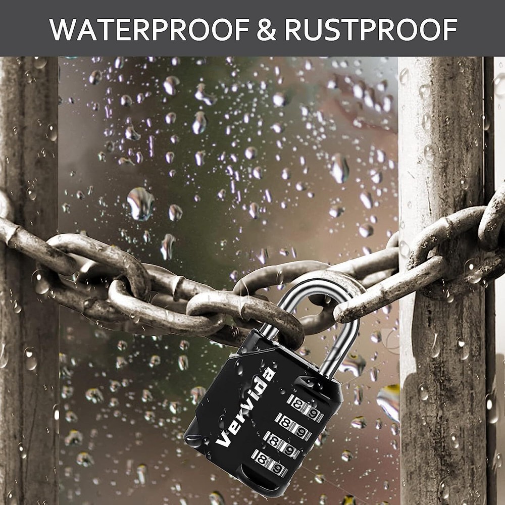 2 Pack Combination Lock Resettable 4-Digit Padlock Outdoor Waterproof
