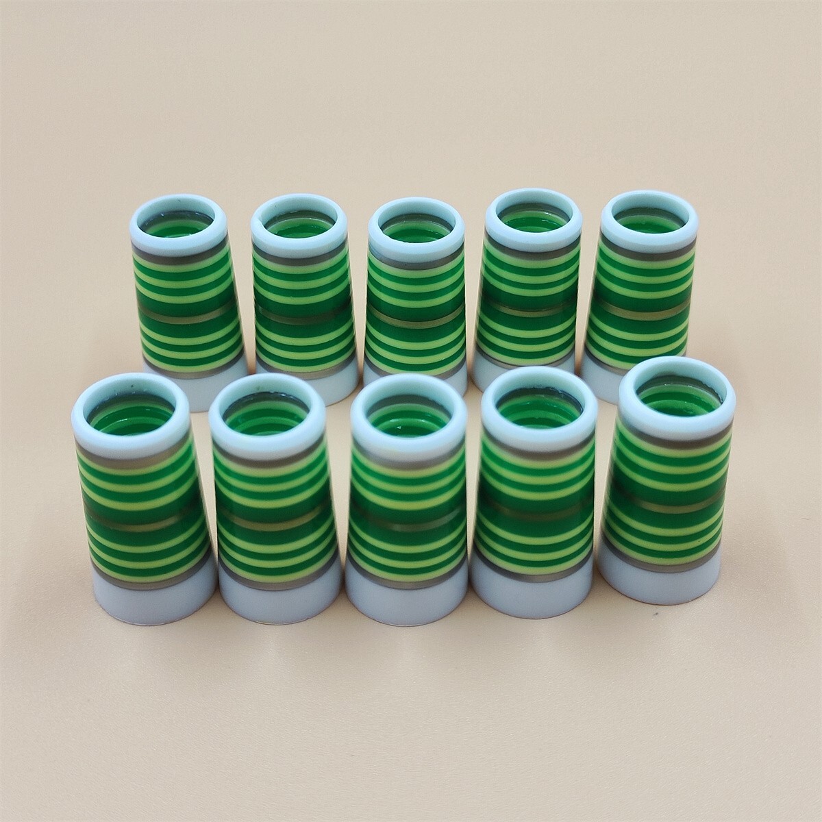 10pcs 9.2*25*13.7mm Green/Yellow Stripes Golf Iron Ferrules Tip .370 Ferrules