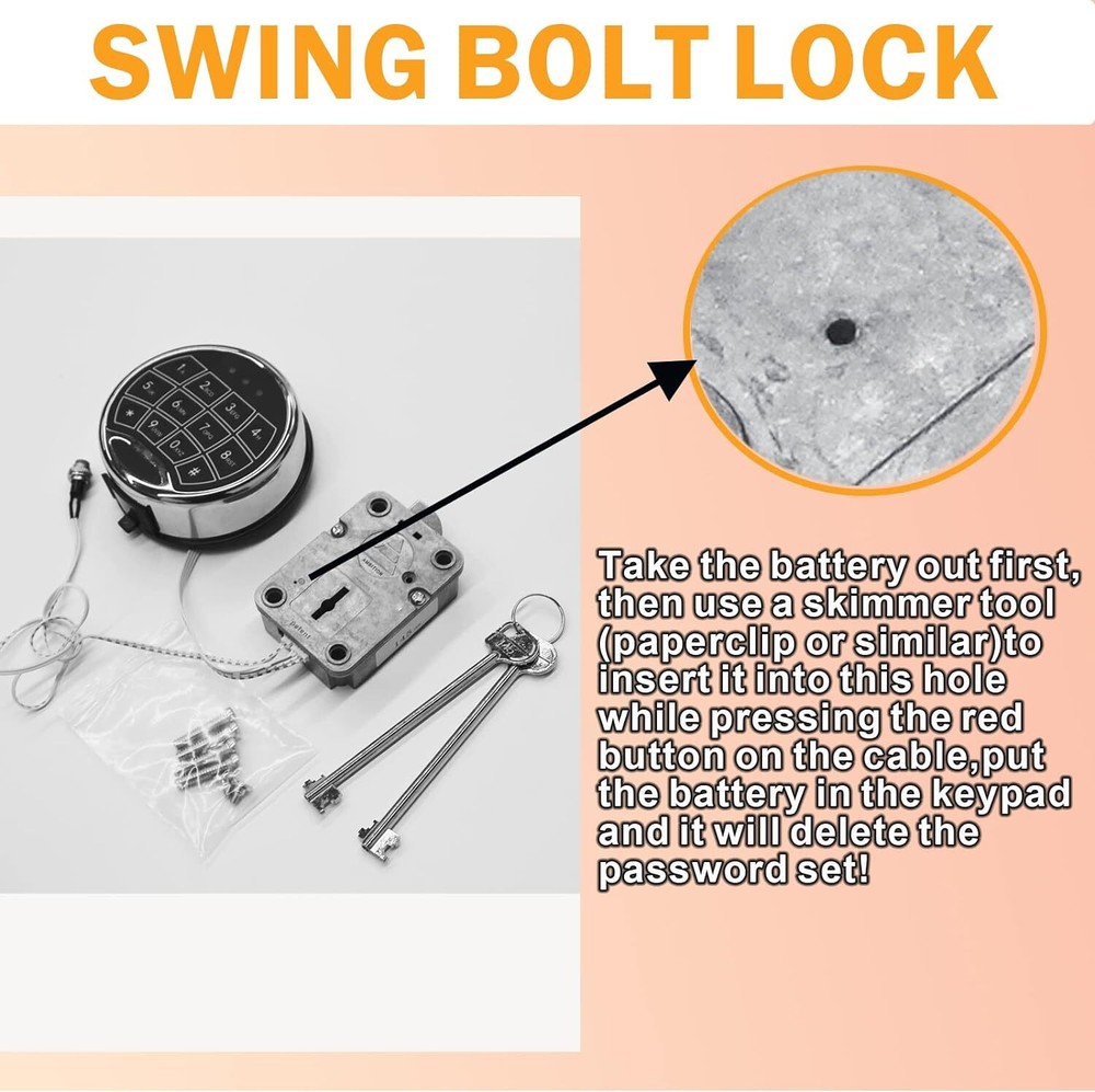 Gun Safe Lock Replacement Digital Electronic Keypad Lock Right Swing Bolt Lock