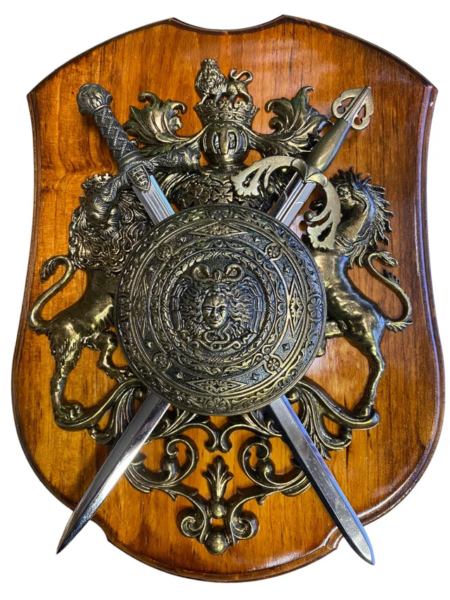 Denix Replica Panoply Shield W/Two Swords