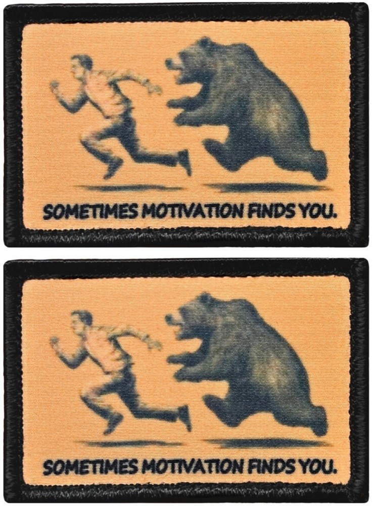 Sometimes Motivation Finds You Patch -2PC Hook Backing  3'x2"  Sublimated