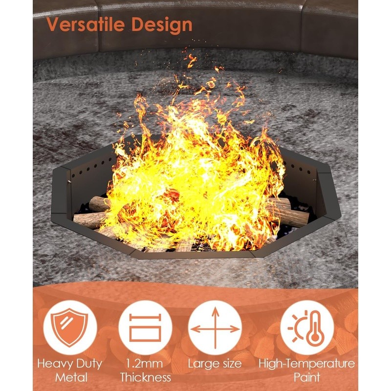 Smokeless Fire Pit Ring 32''Outer 28'' Inner Diameter Solid Steel Firepit Liner