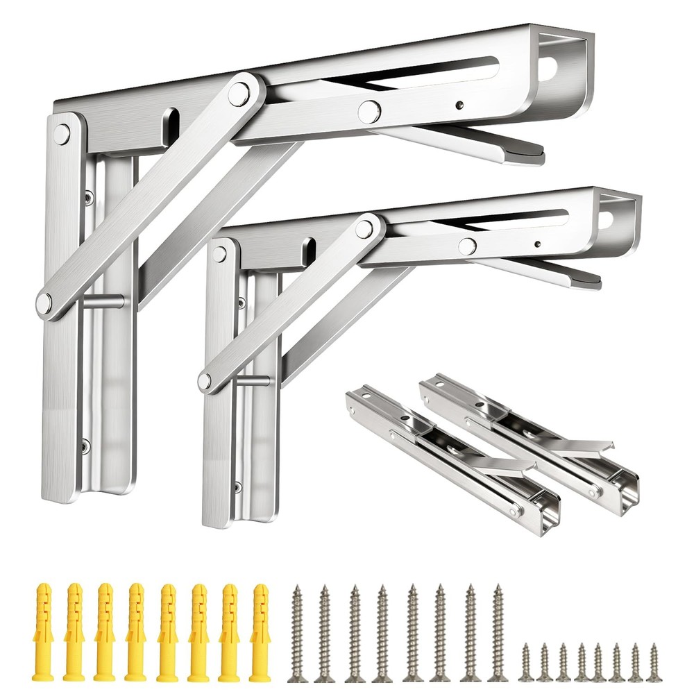 Folding Shelf Brackets, Collapsible Heavy Duty Shelf Brackets for Fold Down D...