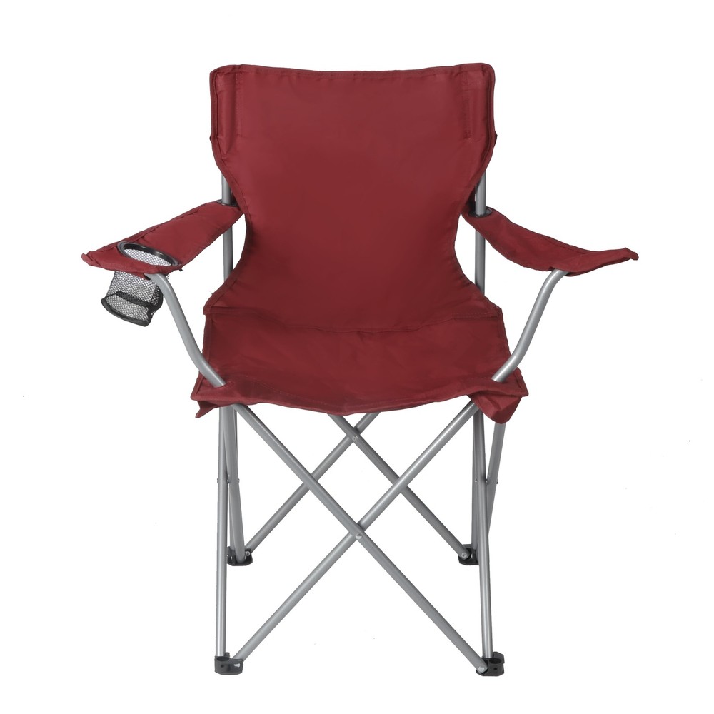 Ozark Trail Basic Quad Folding Camp Chair with Cup Holder, Red