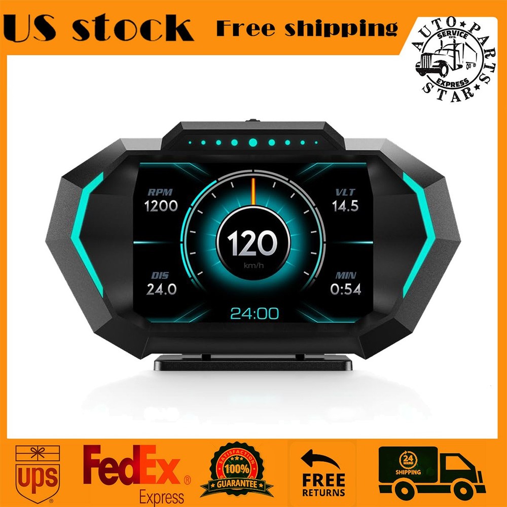 P24 OBD2 HUD Head Up Display GPS Digital Speedometer Tachometer Accelerometer