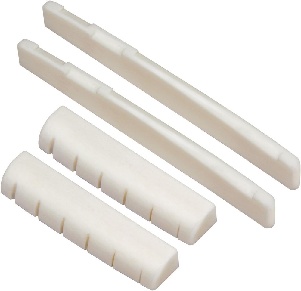 6-String Acoustic Guitar Bone Saddle & Nut Set - Precise Dimensions Included
