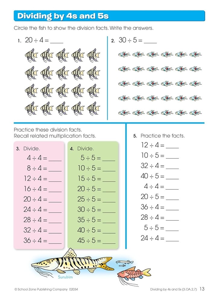 School Zone Multiplication & Division Workbook: 32 Pages, 3rd Grade, 4th Grade