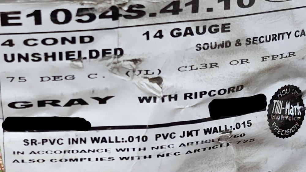 Carol E1054S 14/4C Media/Communication/Security/Control Cable Riser Gray /50ft