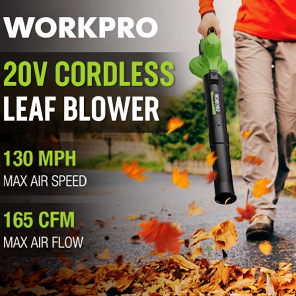 WORKPRO Cordless Leaf Blower, 20V Battery Powered 2-Speed Control Lightweight