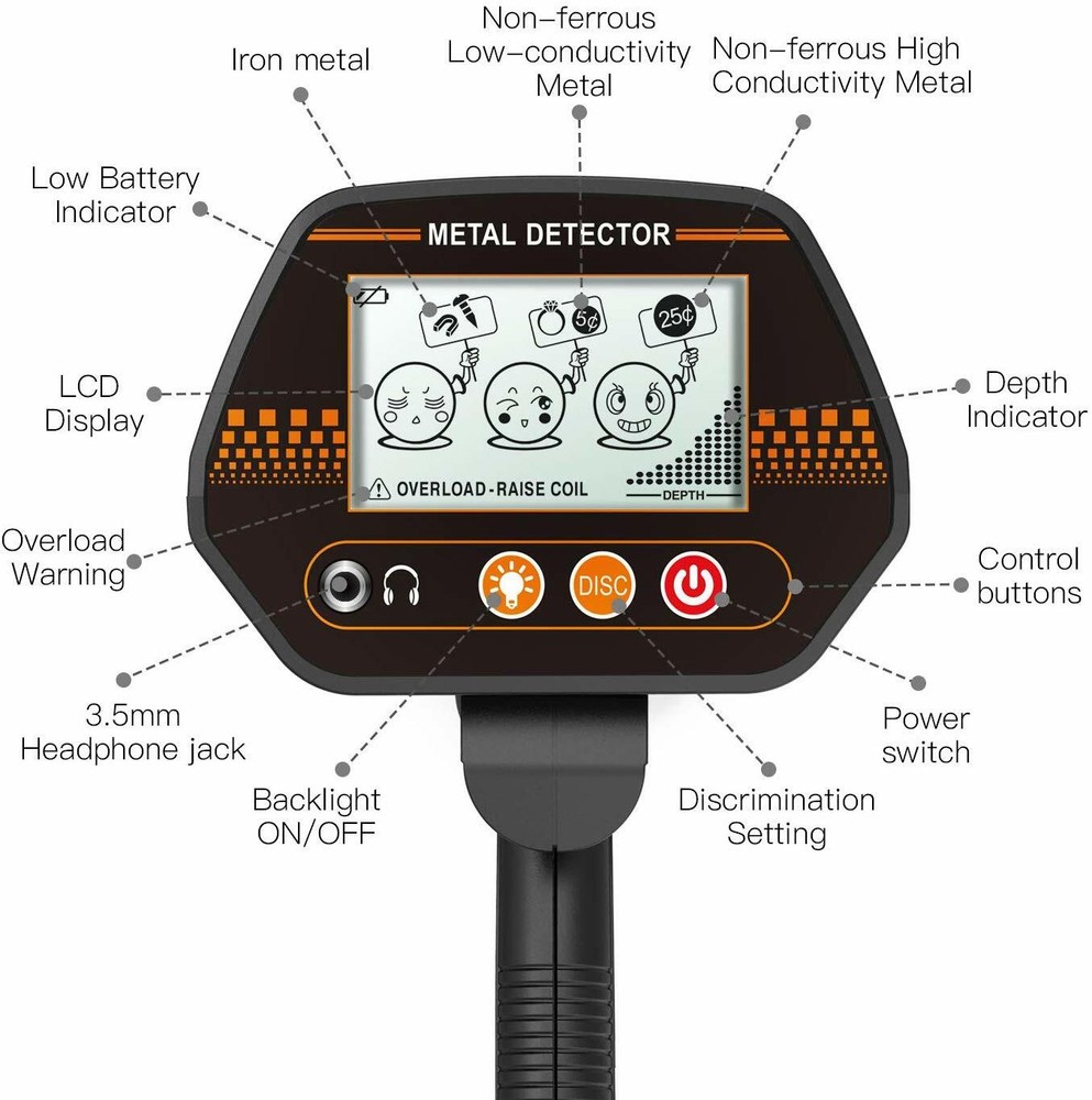 Detector, 3 Modes Adjustable Waterproof Detectors with Larger Back-lit LCD Displ