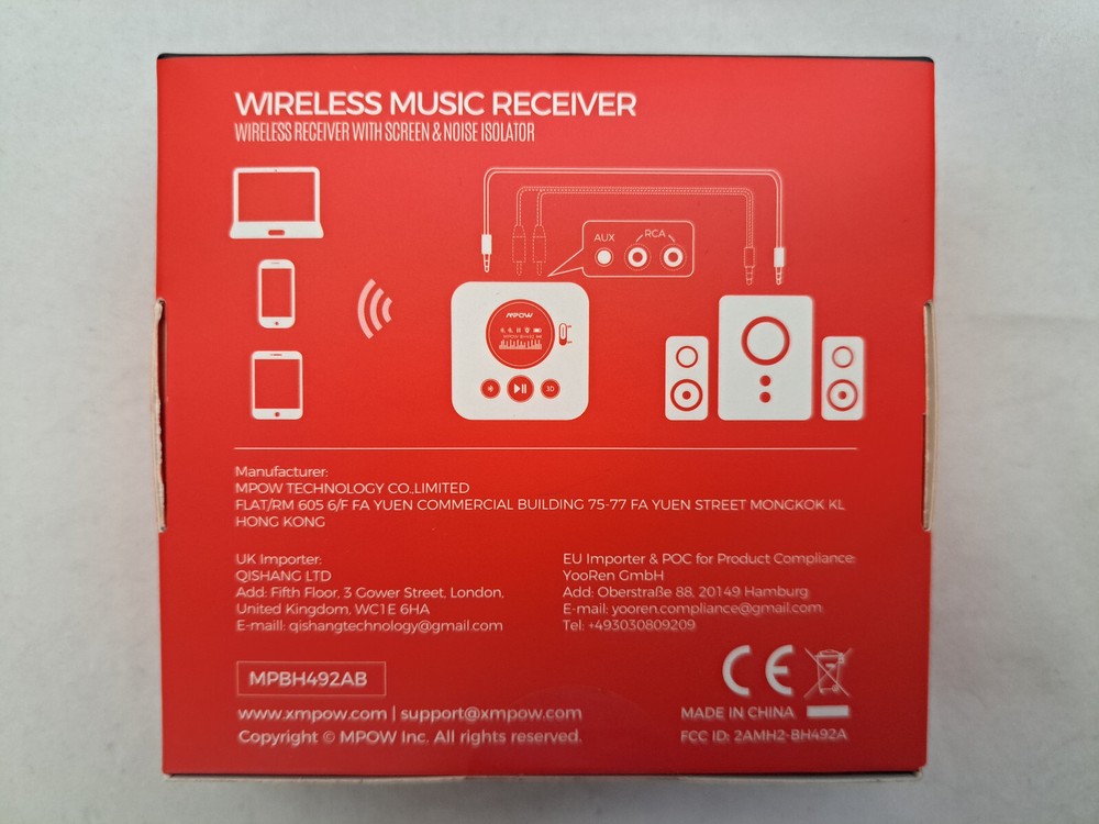 Mpow - Wireless Music Receiver (With Screen & Noise Isolator) #BH492A