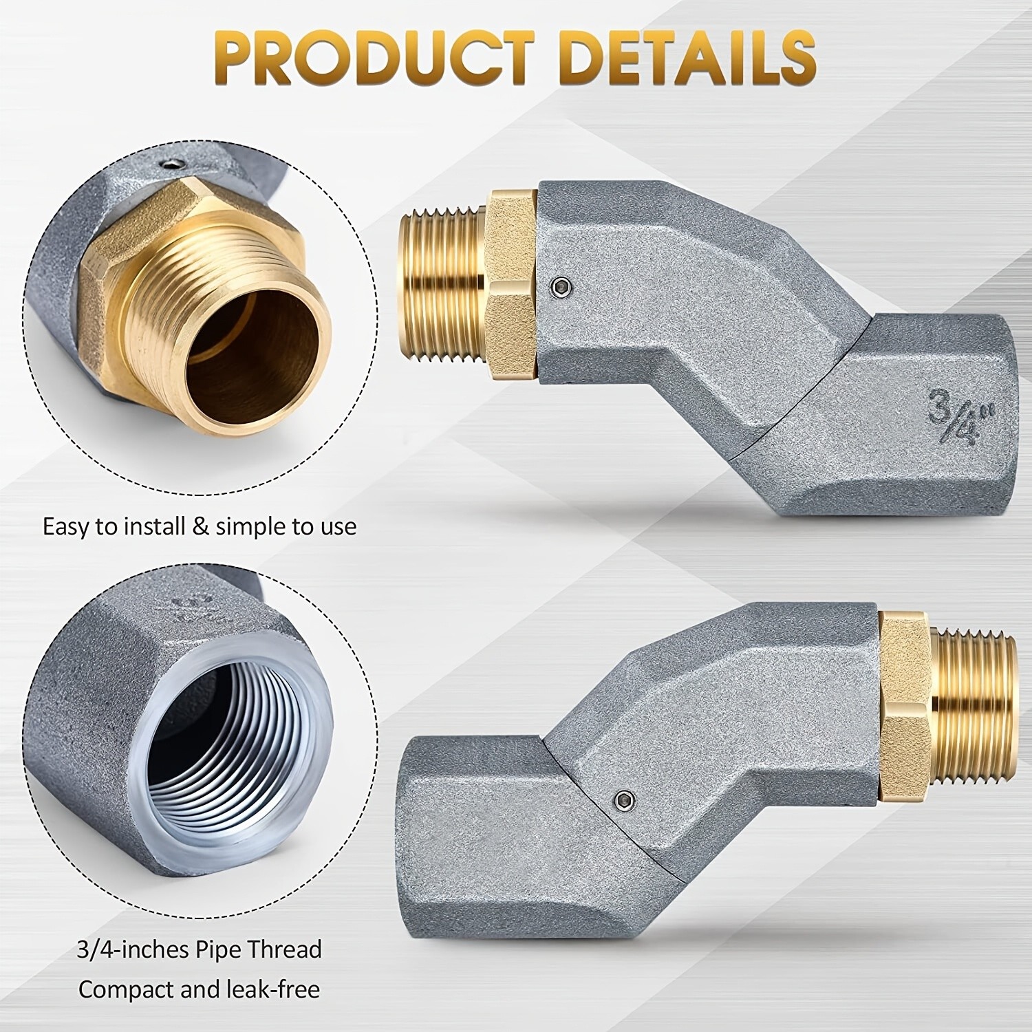 3/4 Inch NPT Fuel Swivel Joint: 360° Rotate, Prevent Hose Kinking