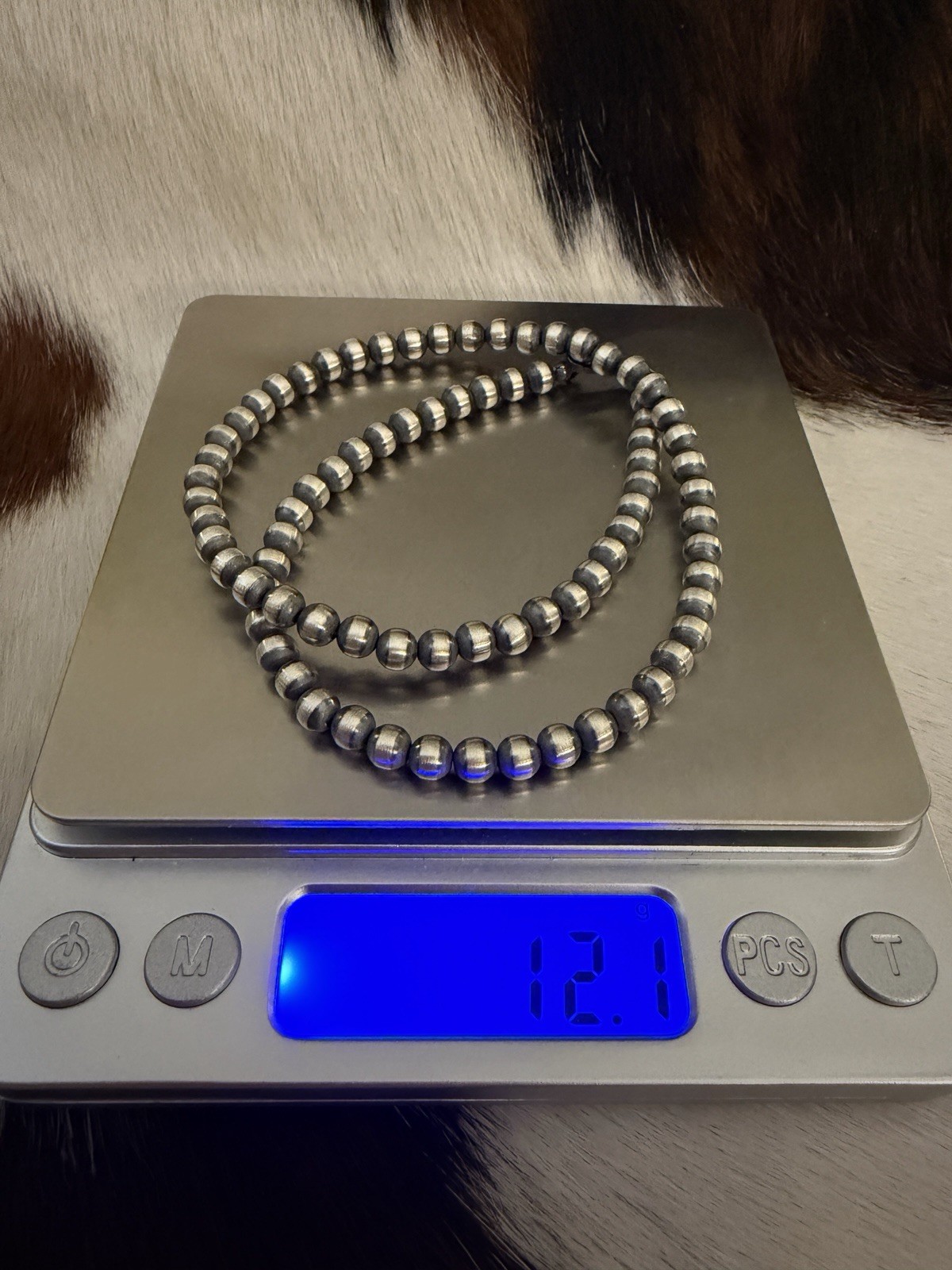 16” 5mm Navajo Desert Pearls / Beads Sterling Silver Necklace USA Unisex 12.1 Gm