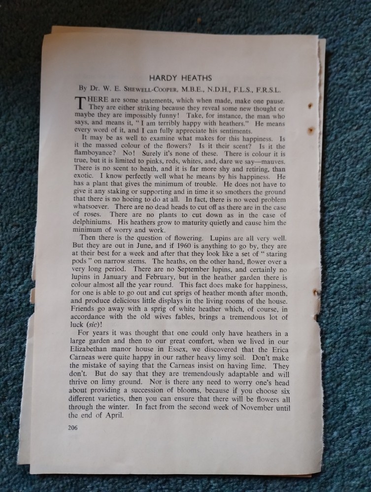 Sk283 Ephemera 1961 Article Dr W E Shewell Cooper