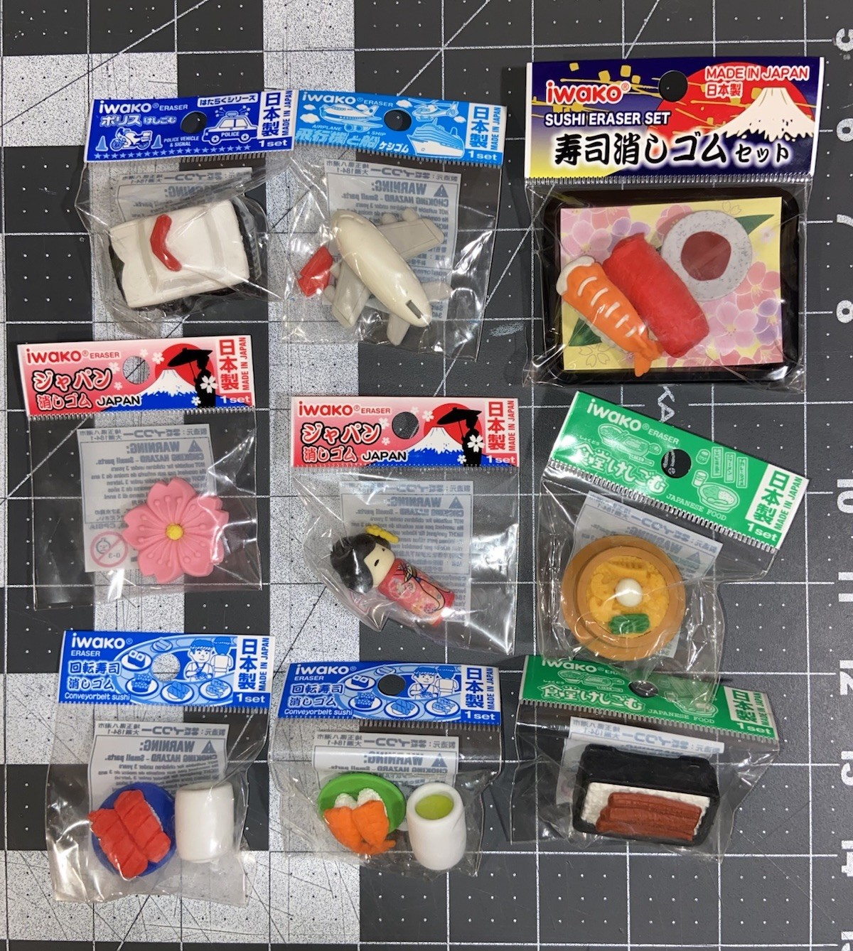 Iwako Japanese Erasers Lot with Sushi Sakura Bento Tea Cups