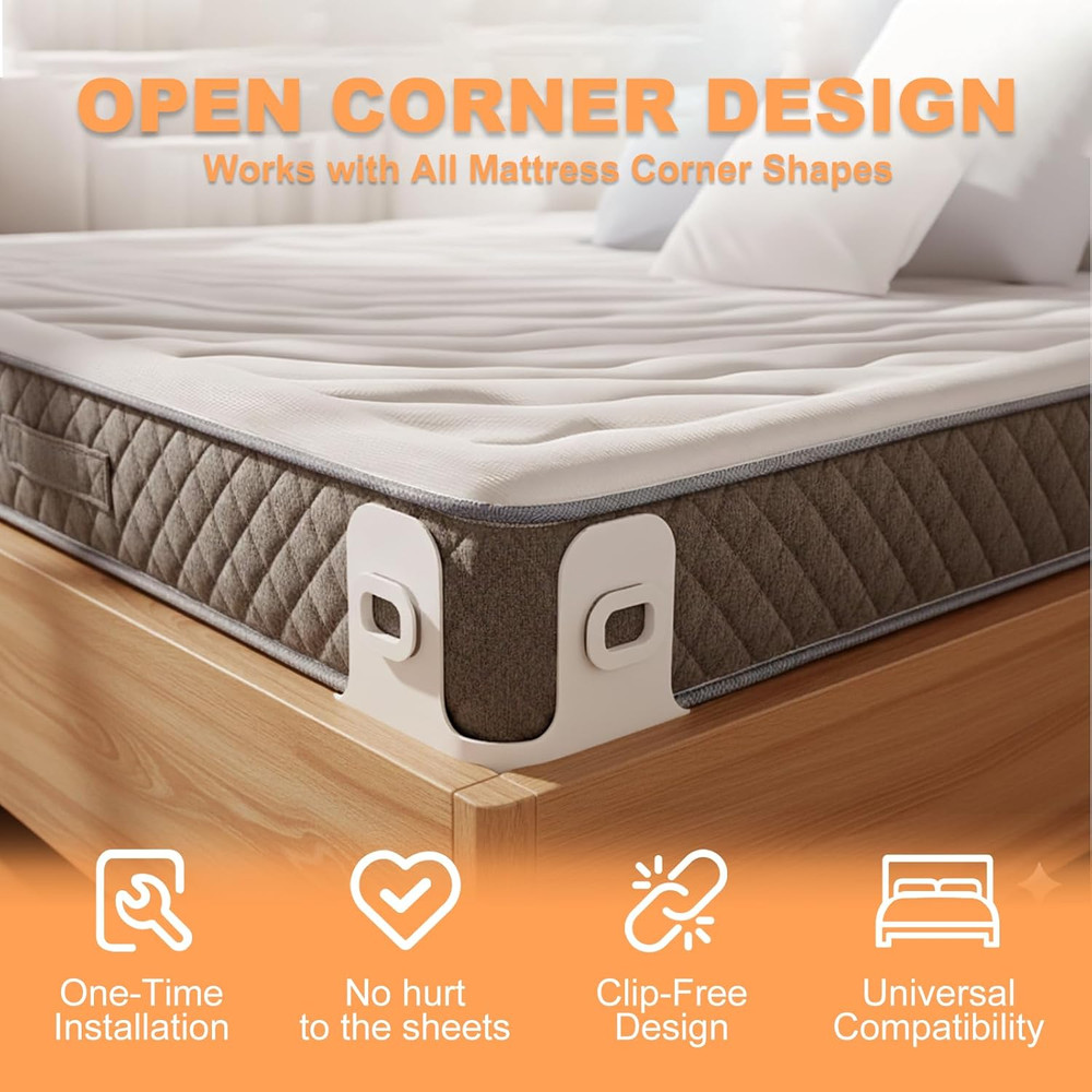 Bed Sheet Holders for Corners: 4 Pack Twist-Cap Clips Keep Sheets Tight Heavy-Du
