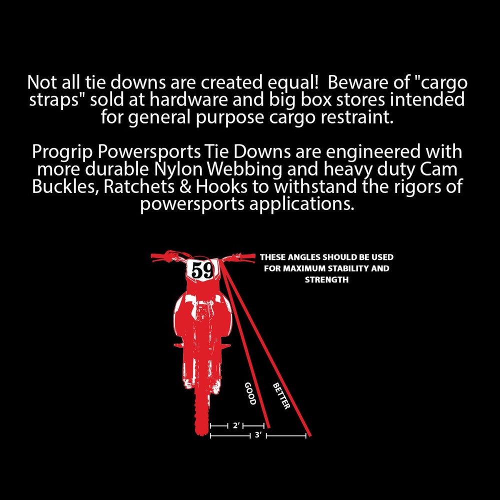 Progrip Powersports Motorcycle Tie Down Straps Lab Tested (4 Pack) Red