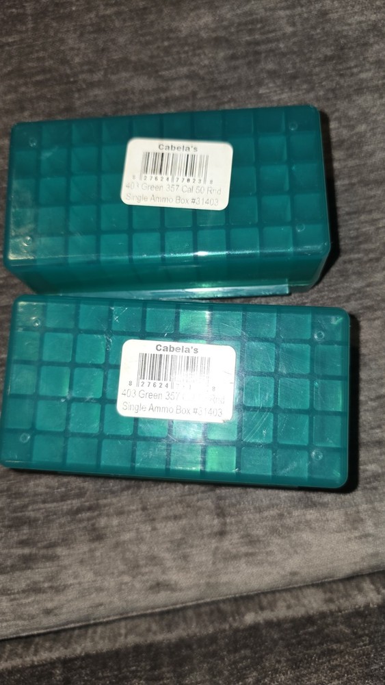 Cabelas 403 Green 357 Cal 50 Round Ammo Boxes 2 New Wt