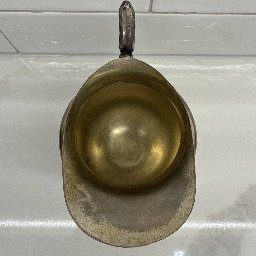 Vintage Silver On Copper Creamer Pitcher 4.5”