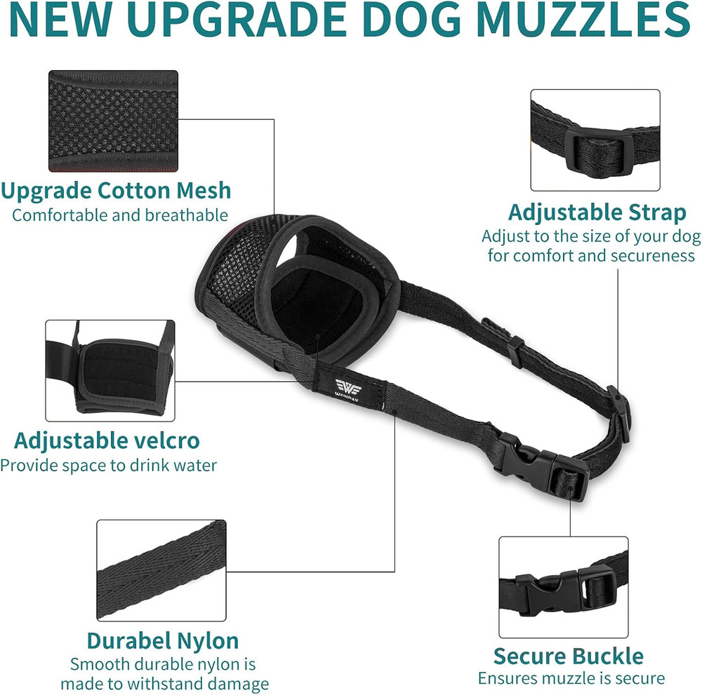Nylon Dog Muzzle for Small Medium Large Sized Dogs, Breathable Light-Weight Mesh