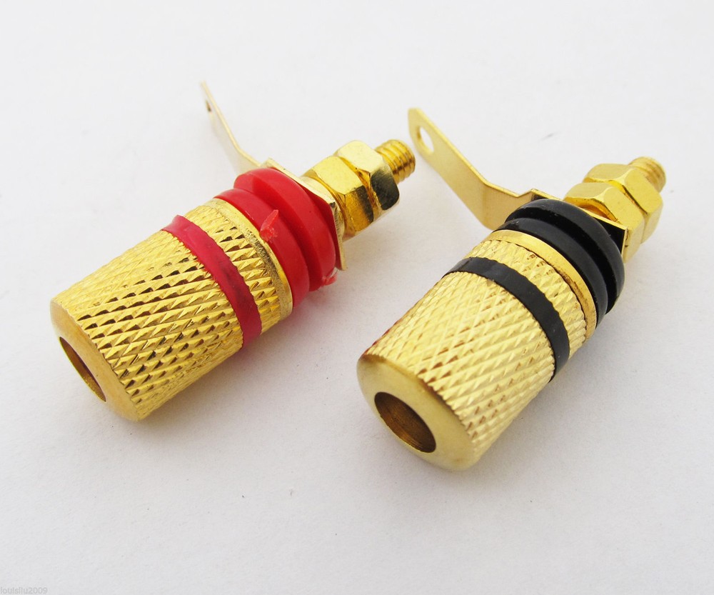 2pcs Amplifier Speaker Binding Post Long gold copper solder Terminals Connectors