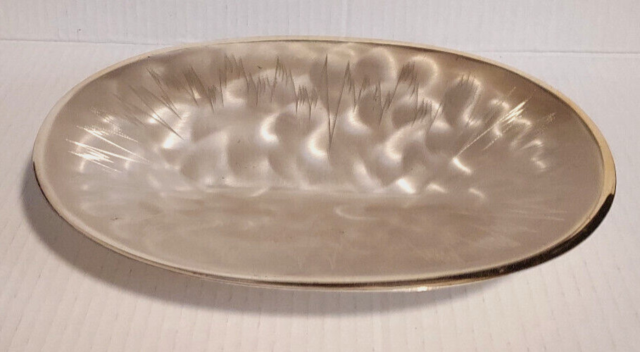 WMF-IKORA Oval Silver Plate Footed Tray Swirl Brush Retro 8" x 10.25"