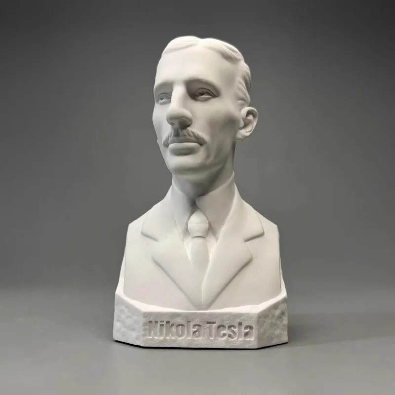 Handcrafted Nikola Tesla Physicist Sculpture Bust, Bookcase Table Shelf Statue