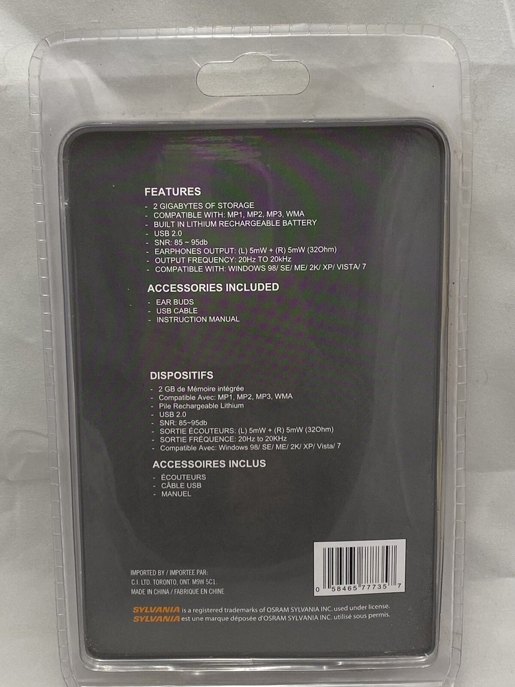 Sylvania Compact MP3 Player 2GB SMP2200D