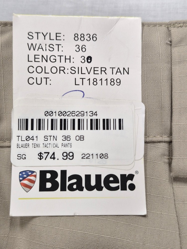 NWT Blauer Ripstop Tactical Pants (36/30) Silver Tan Sip Pockets Polyester-Blend