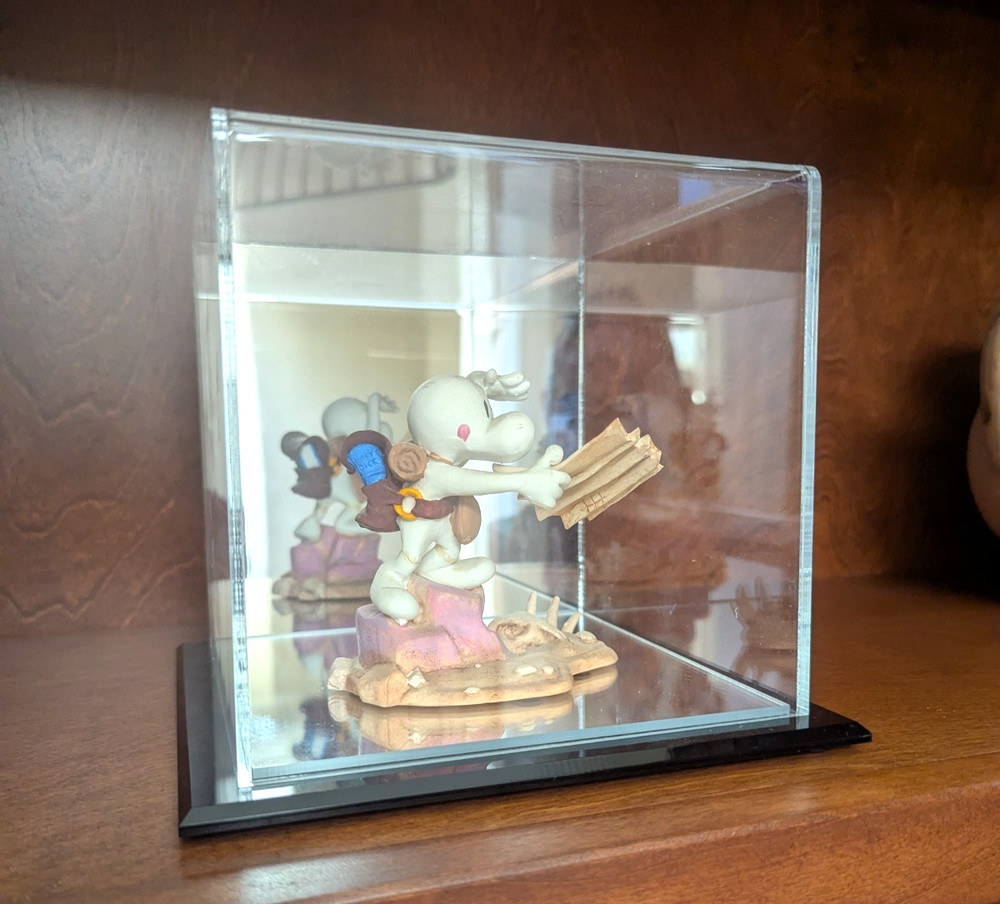 Acrylic Figurine Display Case with Black Base and Mirror Back