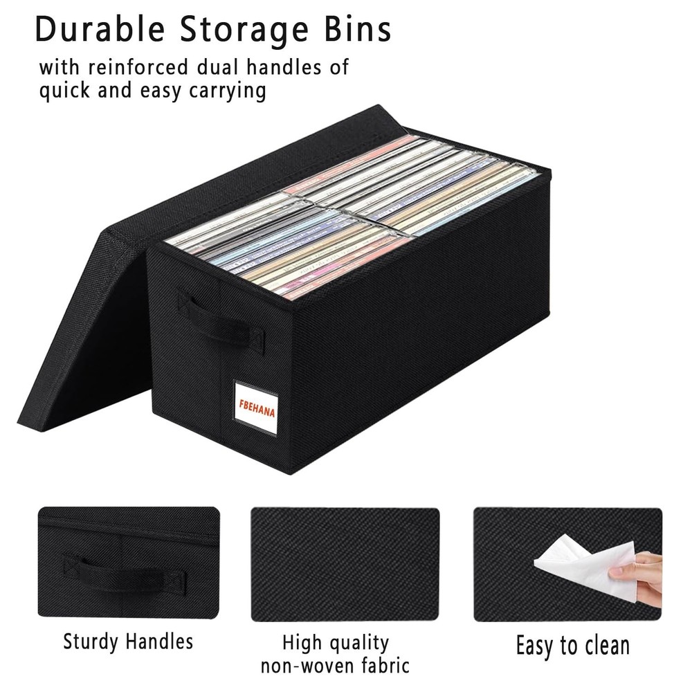 CD Storage Box, CD Organizer, Stackable DVDstorage case with lid,4Pack CD hol...