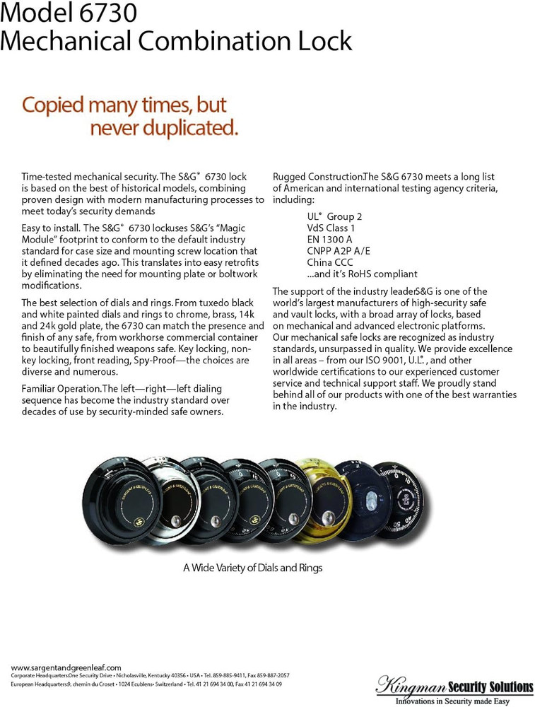 6730-100 Safe Lock Kit by