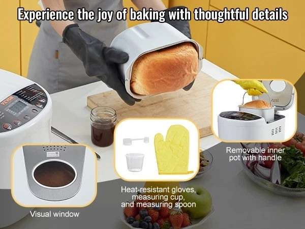 VEVOR 2LB 19-in-1 Bread Maker Automatic Compact Dough Machine Nonstick White